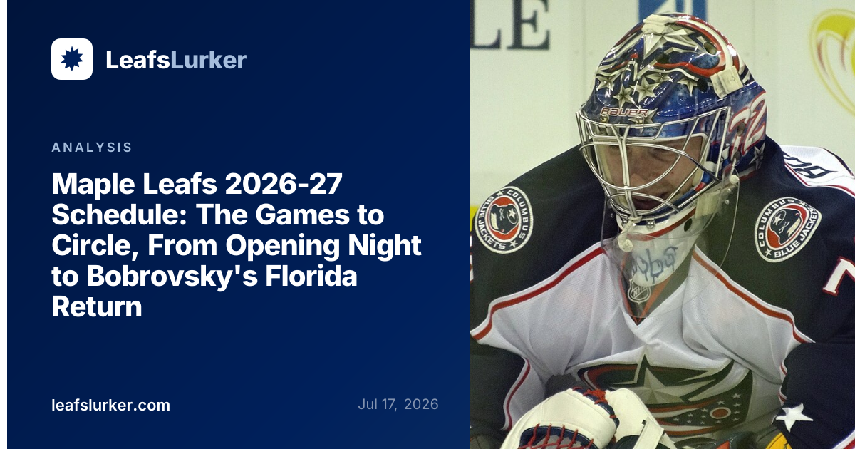 Maple Leafs 2026-27 Schedule: The Games to Circle, From Opening Night ...
