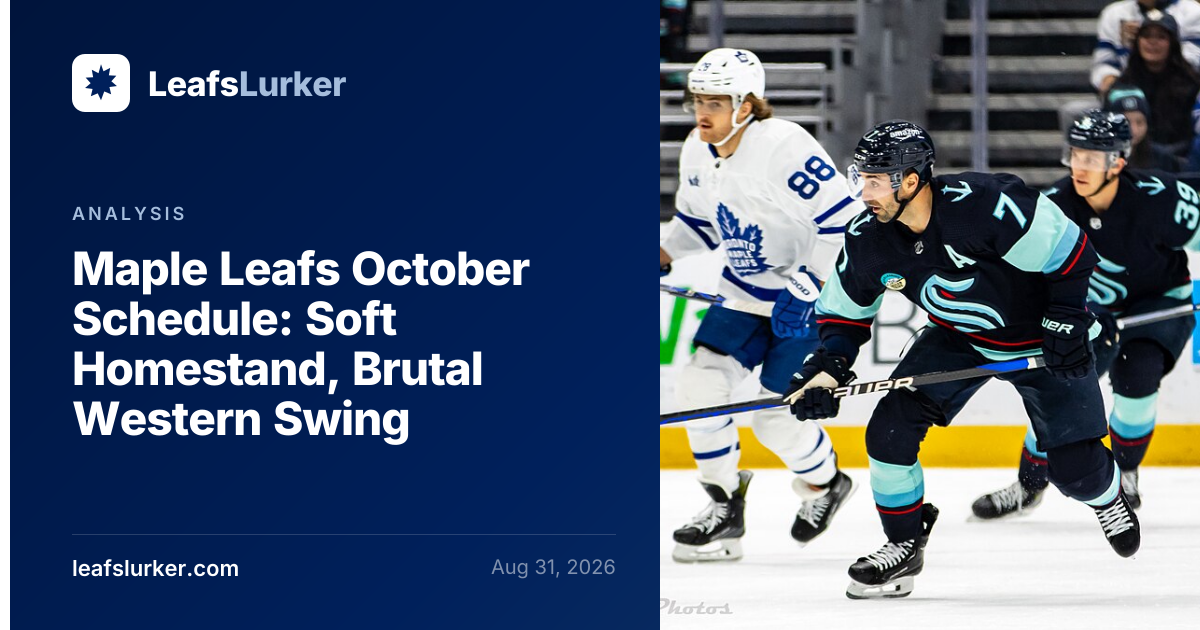 Maple Leafs October Schedule: Soft Homestand, Brutal Western Swing ...